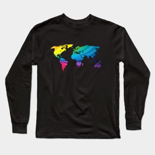 world map, rainbow colors Long Sleeve T-Shirt